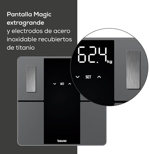 BF 500 báscula de baño digital con Bluetooth y aplicación, con medición de grasa corporal, porcentaje muscular, necesidad calórica, etc. transferencia de datos a Apple Health y otros