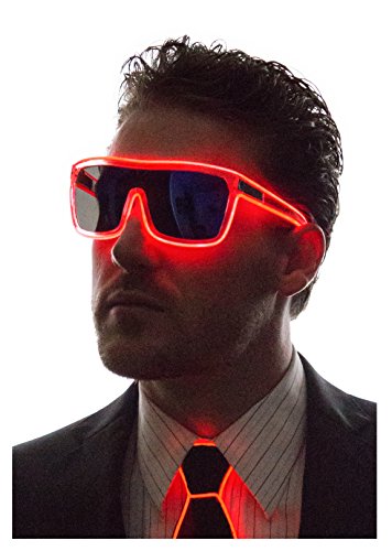 Neon nightlife red frame/ tinted single lens tron style light up …
