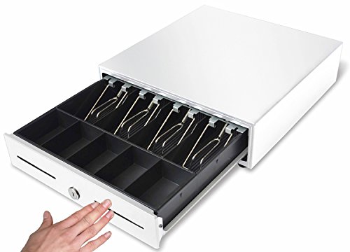 HK SYSTEMS 13" Heavy Duty Compact White Manual Push-Open Cash Drawer with 4 Bill /5 Coin Till