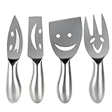 Cheese Knife Yummy Sam® Happy Faces Flatware Set Dinnerware Cheese sets Cheese Fork Cheese Knife Stainless Steel Cheese Shovel, Cheese Slicer Cheese Cutter, Set of 4