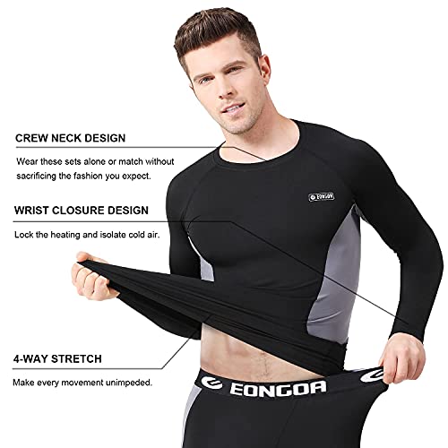 EONGOA Men's Thermal Underwear Set Long Johns Set with Fleece Lined