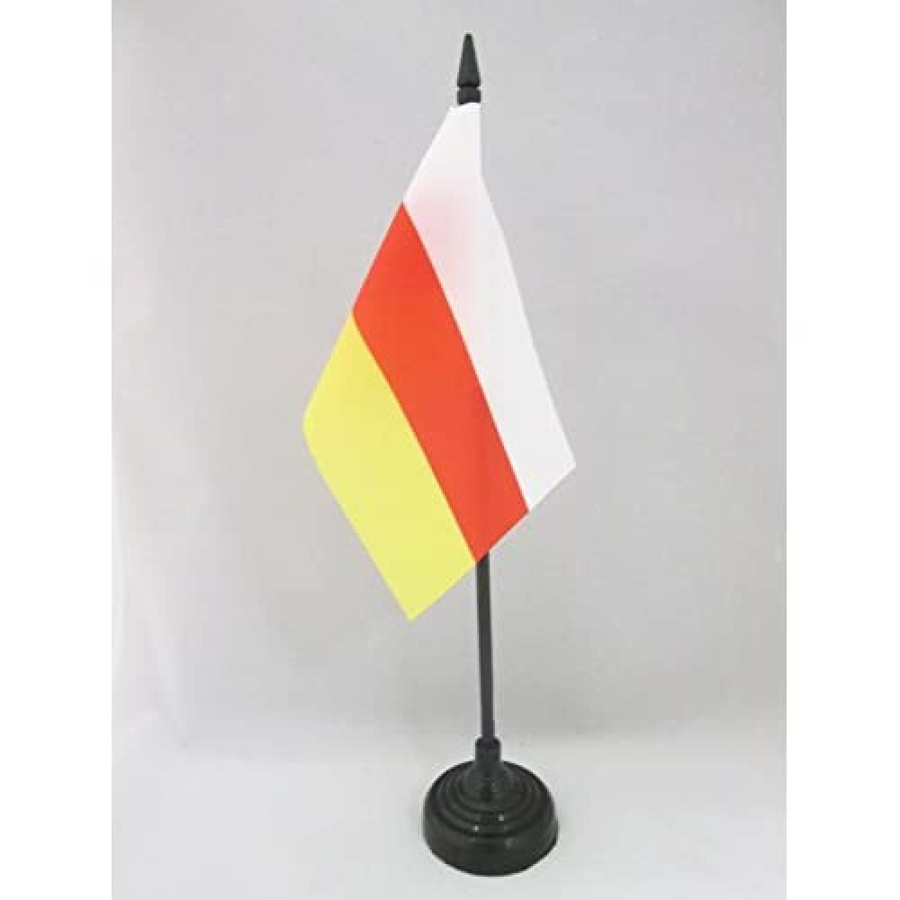 AZ FLAG - Republic of South Ossetia Table Flag 4'' x 6'' - Tskhinvali Region Office Mini Banner 100% Polyester 15 x 10 cm - Mini Desk Flag with 10'' Pole and Black Plastic Base