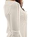 PattyBoutik Women Henley Lace Inset 3/4 Bell Sleeve Blouse (Off-White Medium)