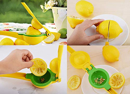 XelparucTS Lemon Lime Squeezer - Premium Quality Metal Manual Citrus Press Juicer Citrus Juicer Aluminum Lime Squeezer Yellow