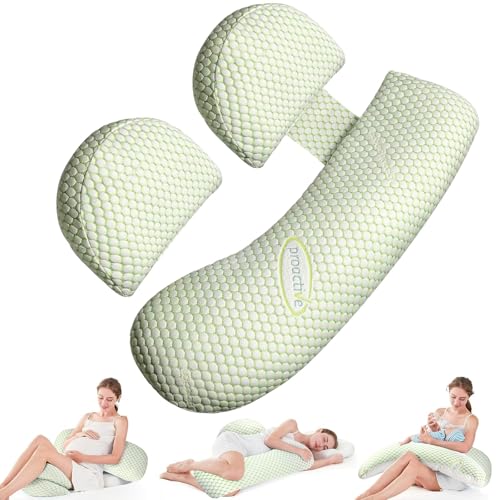 Pregnancy Pillow for Sleeping, Body Pillow for Side Sleeper Adjustable Portable with Removable Washable Cover, Pillow for Pregnant Women Support for Back Hips Legs(Green)