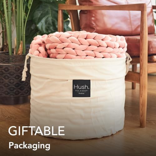 Hush Knit Weighted Blanket | 15 Lbs. – 48 x 72 Inches | Handmade | Premium Cotton Material | Chunky Knit Weave | Soft Washable Fabric | Engineered in Canada