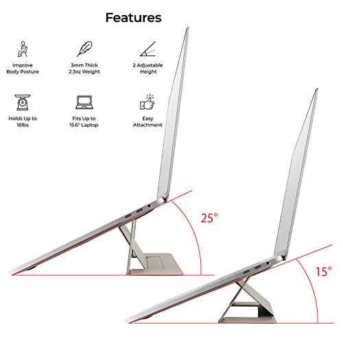 Invisible Laptop Stand Portable-RUCACIO Adhesive Laptop Kickstand Lightweight Stand Foldable Seamless Appendage of Computer Desktop Stand Holder Anti-Slide Fits Mac Book,Laptops,iPad, Tablet (Black)