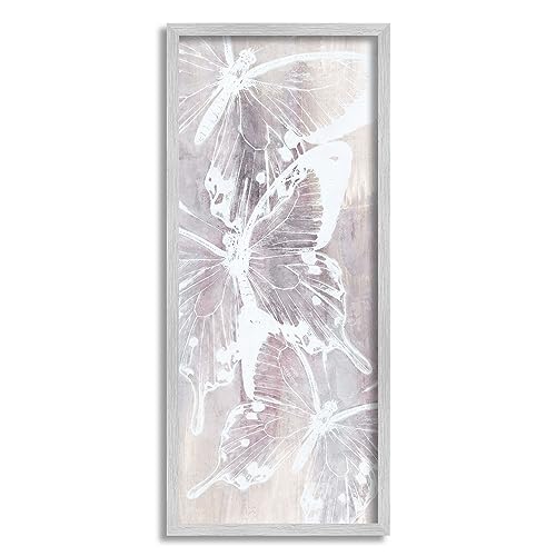 Stupell Industries Abstract Overlapping Butterflies Gray Framed Giclee Art Desi…