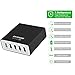 USB Fast Charging Station for Multiple Devices, EKYOUNG 40W 5-Port USB 3.0 Wall Charger for iPhone 6/7/8/X, Samsung Galaxy, iPad Air 2/Mini 3, LG, Nexus (White) (Black)