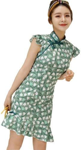 Amazon 冬萌 Fuyumoe チャイナドレス 改良 チーパオ 中国風 ワンピース ドレス レディース ショート丈 マーメイド オシャレ 可愛い 着痩せ 甘美 リゾート 披露宴 およばれ お食事会 パーティー パーティードレス 通販