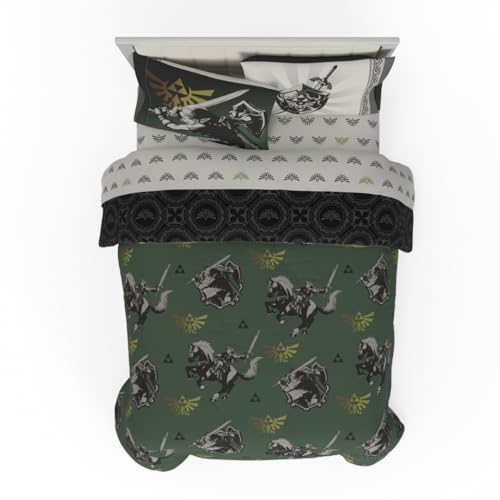 Franco Collectibles Legend of Zelda Gaming Bedding 7 Piece Super Soft Reversible Comforter and Sheet Set with Sham, Full, (Officially Licensed Product)