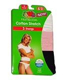 Fruit of the Loom Women's 3-Pack Cotton Stretch Thongs DCTH001 (6), Assorted solids and Prints