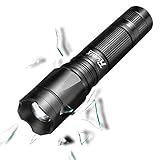 RUIMX Waterproof Powerful T6 Tactical LED Flashlight Ultra Bright Outdoor Zoom Focus Handheld Torch with 5 Light Modes and Rechargeable 18650 for Hiking Camping Riding Adjustable Bike Mount Attached
