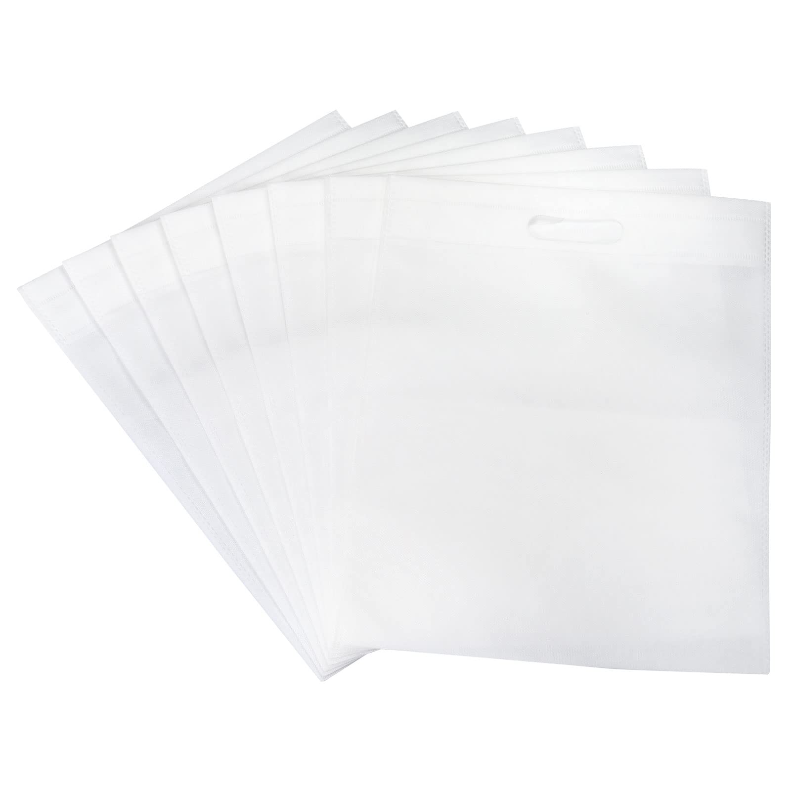 PATIKIL Nonwoven Tote Bags, 20 Pack Reusable Goodie Treat Bag with Handles for Shopping Party, White