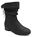 SODA Women's Slouchy Boot Round Toe Foldable Faux Suede, Black, 10