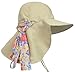 Tirrinia Stylish Garden Hats with Large Brim, Adjustable Safari Neck Cover, and Floral Ribbon Tan