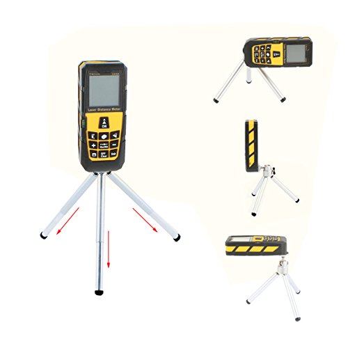 DMiotech Laser Distance Measure 196ft 60m Mini Handheld Digital Laser Distance Meter Rangefinder Measurer Tape Yellow with Tripod