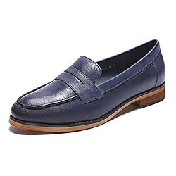 Mona flying Women's Leather Penny Loafer Casual