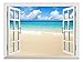 wall26 Removable Wall Sticker/Wall Mural - Beach and Tropical Sea | Creative Window View Wall Decor - 36