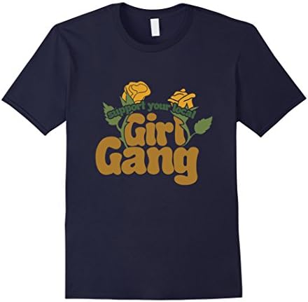 Mens Support your Local Girl Gang t-shirt Retro feminist tee XL Navy