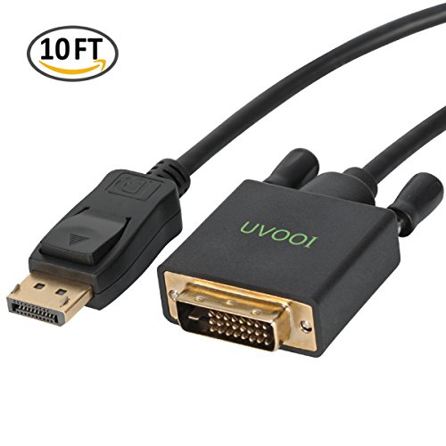 Display Port to DVI Cable 10ft, UVOOI DisplayPort DP to DVI-D Male to Male Adapter Cable for Dell, HP, Lenovo etc- Gold-Plated