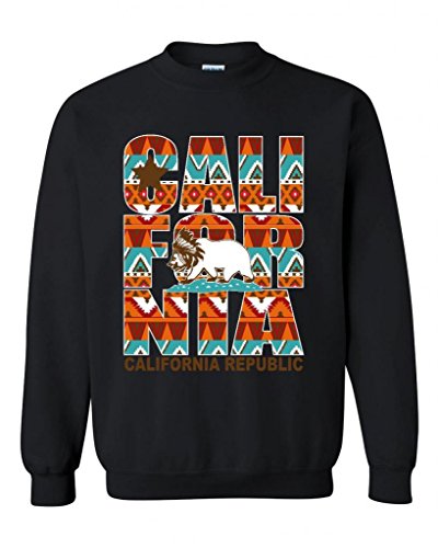 SHOP4EVER CALIFORNIA REPUBLIC NATIVE PATTERN CREWNECK CALIFORNIA SWEATSHIRTS