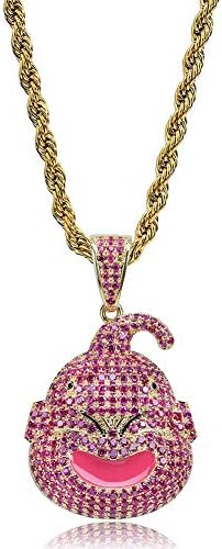 Hip Hop Dragon Ball Cartoon Figure Piccolo Frieza Son Goku Cell Buu Broly Super Majin CZ Pendant Iced Out Bling Creative Crystal 18K Gold/Silver Plated Necklace for Men Women Kids