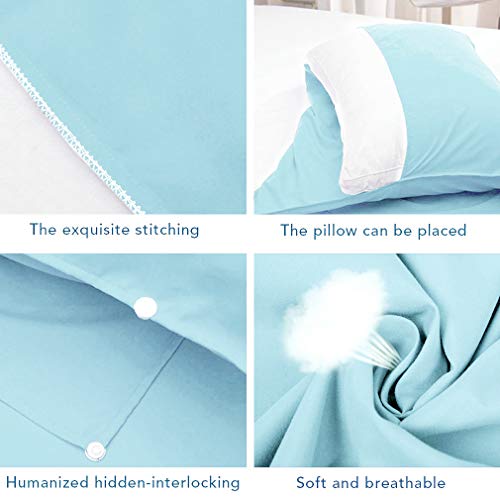 Sleeping Bag Liner Cotton Sleep Sack Lightweight Portable Sleeping Sheet Dirt-Proof Compact Travel Camping Sheet for Outdoor Travel Hiking Hotels Picnics (Mint Blue, 83x46’’) - Thumbnail 4