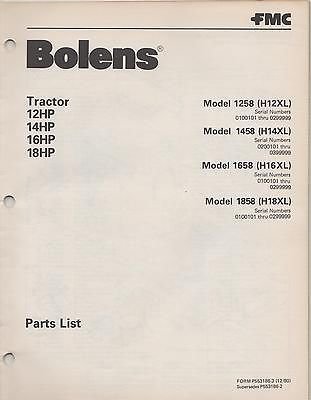 1981 BOLENS TRACTOR 12HP,14HP,16HP,18HP PARTS MANUAL(104)