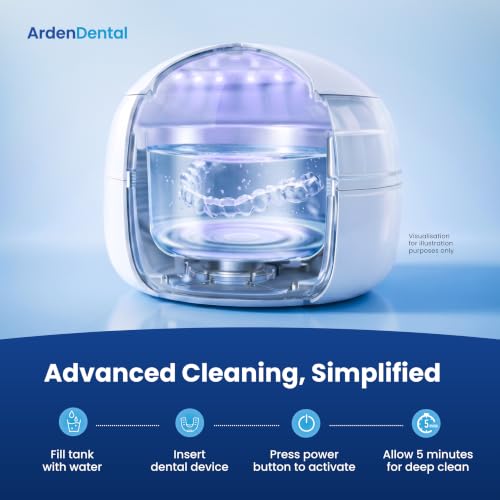 Ultrasonic Retainer Cleaner with UV-C Light for Aligners, Retainers, Dentures & Mouthguards – Daily Deep Cleaning Dental Appliance Machine Portable, Easy to Use at Home & Travel