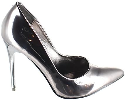 Urban Heels Women's Fabio Metalic Pewter Pointed-Toe Pump 7.5 US