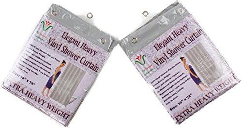 Venice Collections 2-Pack Heavy Duty 100% Water, Mold, Mildew Repellent, 10 Mil, Durable Shower Curtain Liner with Reinforced Header, Rustproof Grommets, Weighted Magnetic Hem Silver