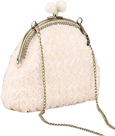 Musebridal Women's Stereo Rose Cloths Evening Cocktail Clutch Bag (ivory)