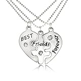 Bestjybt Best Friends Forever Split Heart Pendant Necklace BFF Valentine Heart Friendship Necklace Set of 3