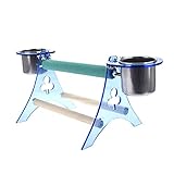 Bird Perch Toy for Parrot Macaw African Greys Budgies Parakeet Cockatiel Cockatoo Conure Lovebird Table Training Perch Stand with Seed Food Feeder