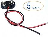 5pack 9v Battery Clips with Bare Leads by Corpco