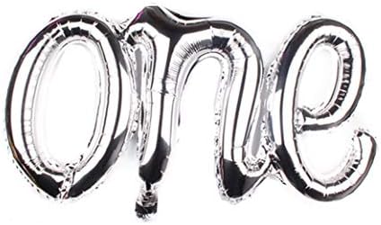 40" Silver ONE Balloons Banner Foil Letters Mylar Balloons for Baby Birthday Party Decoration by YONGSNOW