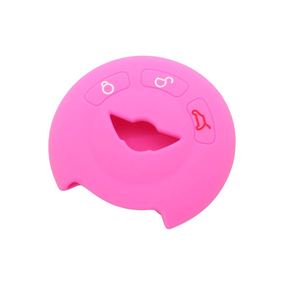BROVACS Silicone Cover Protector Case Holder Skin Jacket Compatible with MINI Cooper 3 Button Round Smart Remote Key Fob CV9905 Pink