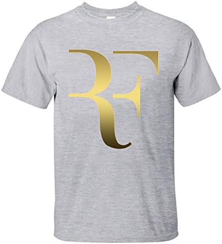 CONOC Men's Perfect RF Roger Federer Wimbledon Tennis Short Sleeve Cotton T Shirt grey S