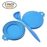 RoyalCare Can Covers Scoop Packaging, Dog Cat Food Lids Can Cover BPA Free Silicone and Dishwasher Safe for Multiple Sizes with Food Spoon