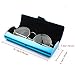 Aluminum Eyeglasses Case，EZESO Hard Shell Matte Elegant Slim Light Metal Frosted Spectacles For Small And Medium Frams(Blue)