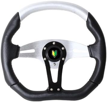 Universal 350mm Black Silver Steering Wheel