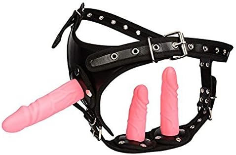 Jacquelyn Lesbian Adjustable Strap on Harness Belt with Three Removable Heads for Women Couples, Pink