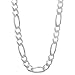 5.5mm 925 Sterling Silver Flat Figaro Link Italian Crafted Nickel Free Chain or Bracelet + Cleaning Cloth