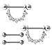Ruifan Nipple Shield Rings With Clear CZ & Nipple Barbell Bar Retainer 316L Surgical Steel Body Piercing 14G 4PCS