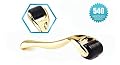 Uni Fancy 0.5mm Derma Roller Made With High Grade Golden Roller with 540 Microneedles Reduce and Erase Cellulite, Stretch Marks,Wrinkles ,Acne Scars,Dark Spots ,Fine Lines ,Blackheads,Hyper-Pigmentation Enhancement - Multiplies the results of Skincare pro