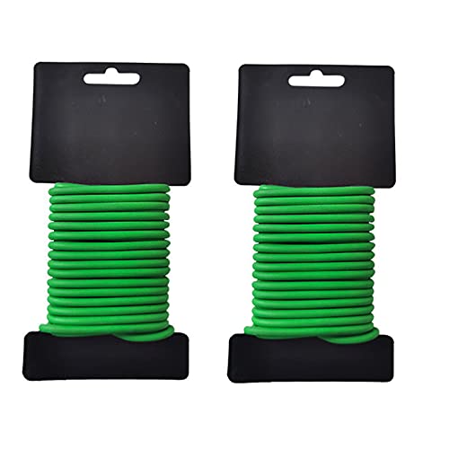 Namvo 2 Pack Garden Soft Rubber Tie, 3.5mm x 8m Green Garden Tie Twist Wire Tie Cord Tomato Flower Ties for Gardening Climbing Plants
