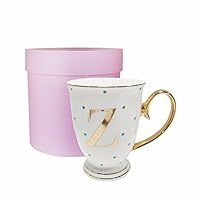 Bombay Duck Alphabet Spotty Metallic Mug Letter Z Gold with Aqua Spots, 13x13x12 cm, White