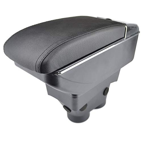Dual-Layer Black Leather Arm Rest For 208 2013-2018 Centre Console Storage Box Armrest