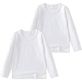 Juephe 2 Pack Cotton Long Sleeve Tee Shirts Basic Crewneck T-Shirts for Boys/Girls/Toddlers Long-Sleeve T-Shirts
